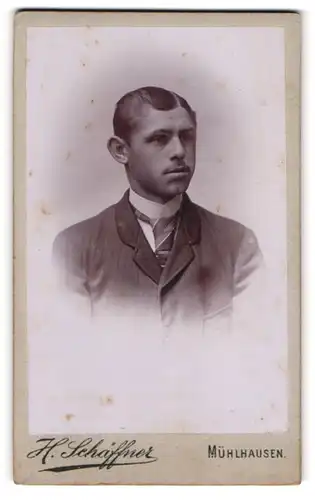 Fotografie H. Schäffner, Mühlhausen i /Thür., Portrait junger Herr im Anzug mit Krawatte