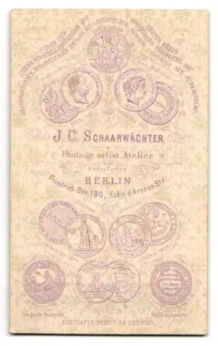 Fotografie J. C. Schaarwächter, Berlin, Friedrich-Strasse 190, Portrait junge Dame mit Hochsteckfrisur