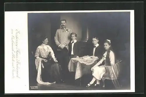 AK Erzherzog Franz Ferdinand von Österreich d`Este mit Familie