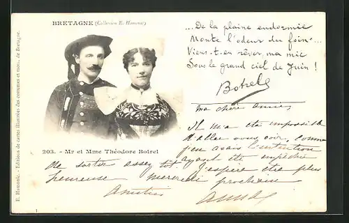 AK Bretagne, Mr et Mme Théodore Botrel, Musiker, Chansonnier