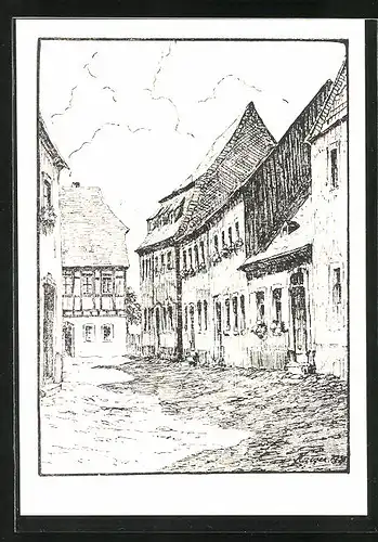 Künstler-AK Frankenberg /Sa., Strassenpartie Mühlgraben