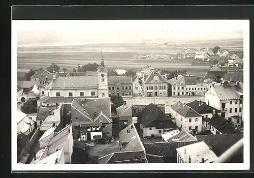 AK Chrast, Totalansicht mit Markt und Kirche, Namesti, Celkovy pohled