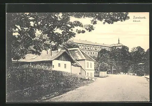 AK Zamberk, Zámek, Strassenpartie am Schloss