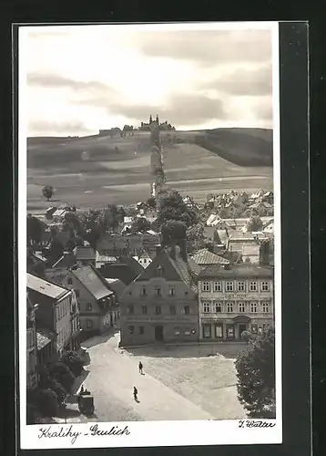 AK Grulich, Blick vom Kirchturm zum Muttergottesberg