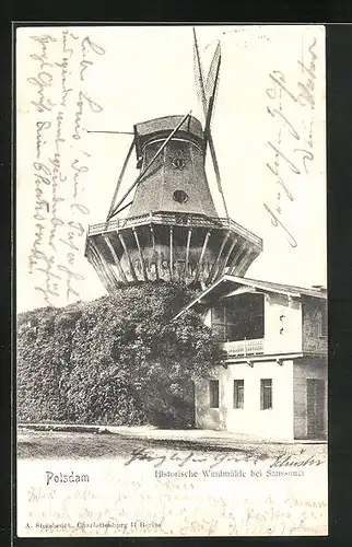AK Potsdam, Historische Windmühle bei Sanssouci