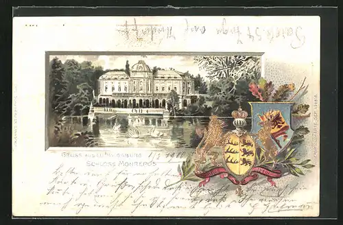 Passepartout-Lithographie Ludwigsburg, Schloss Monrepos, Wappen