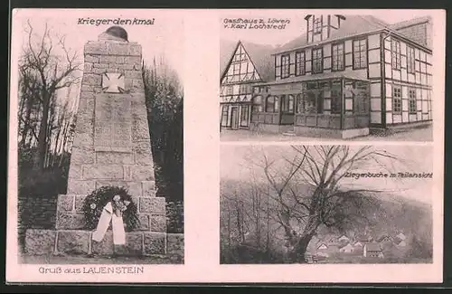 AK Lauenstein, Gasthaus zum Löwen, Kriegerdenkmal, Ziegenbuche