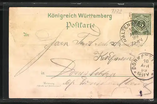 Lithographie Altensteig, Bahnhof, Marktplatz, Totalansicht
