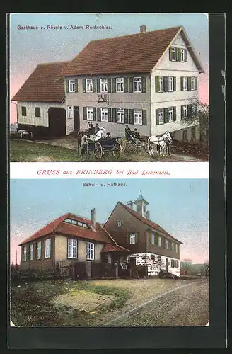 AK Beinberg, Gasthaus z. Rössle, Schul- und Rathaus