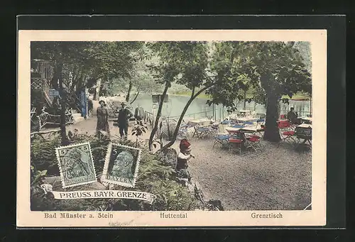 AK Bad Münster a. Stein, Huttental, Grenztisch