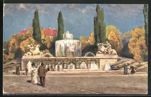 Künstler-AK München, Wittelsbacher-Brunnen