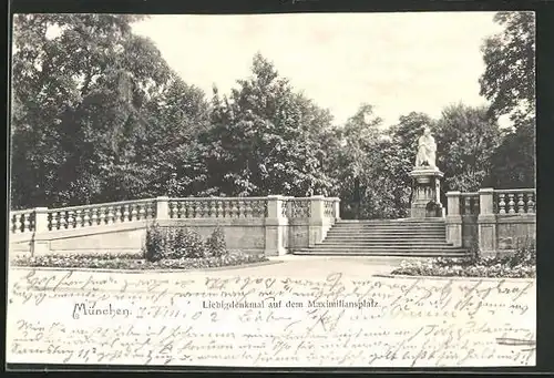 AK München, Liebigdenkmal auf dem Maximiliansplatz