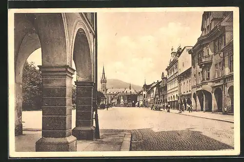 AK Hohenelbe / Vrchlabi, Hauptstrasse im Sonnenschein