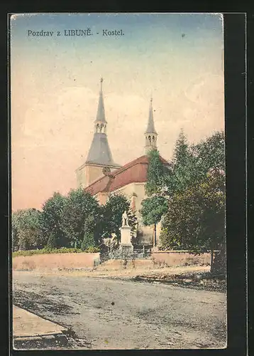 AK Libune, Kostel, an der Kirche