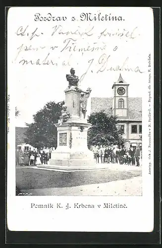 AK Miletin, Pomnik K. J. Erbena, Denkmal und Rathaus