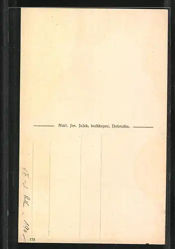 AK Dobruska, Rathaus im Abendlicht
