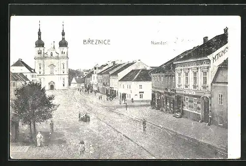 AK Breznice, Námesti, Hauptplatz mit Kirche