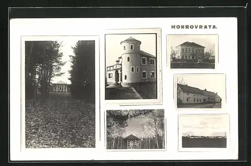 AK Mokrovraty, Villa mit Türmchen, Pavillon