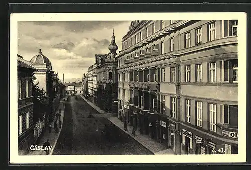 AK Tschaslau / Caslav, Strassenpartie im Zentrum