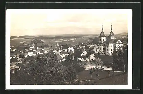 AK Zamberk, Ortsansicht mit Kirche