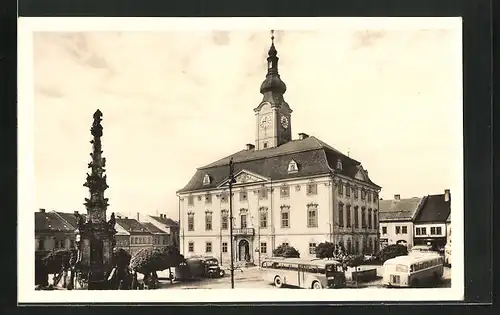 AK Policka, nemesti Palackeho, Omnibus am Marktplatz