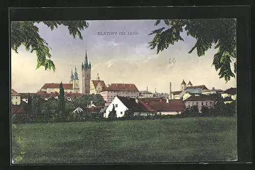 AK Klatovy od Jihu, Blick auf die Stadt