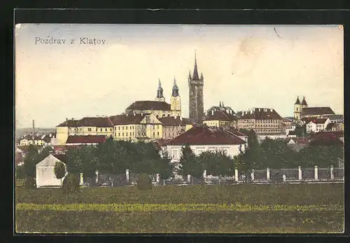 AK Klatovy, Ortsansicht mit Kathedrale