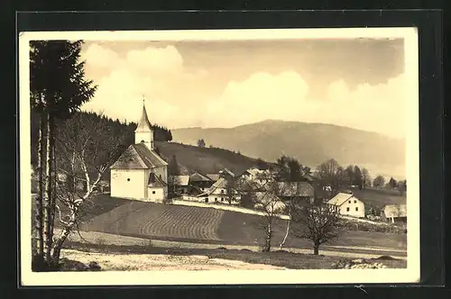 AK Hojsova Straz / Sumava, Ortsansicht mit Kirche