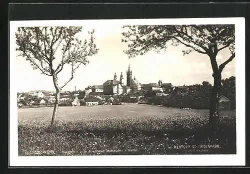 AK Klatovy, Stadt vom nahen Feld gesehen