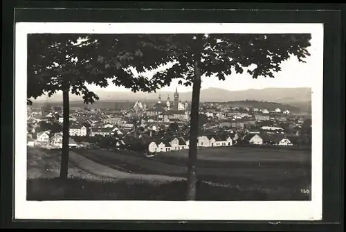 AK Klattau, Stadt vom Waldrand gesehen