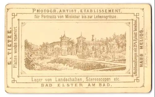 Fotografie E. Tietze, Bad Elster, Ansicht Bad Elster, Blick auf das Fotografische Atelier