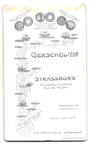 Fotografie Gerschel aîné, Strassburg, Nussbaumgasse, Portrait eleganter Herr mit Moustache