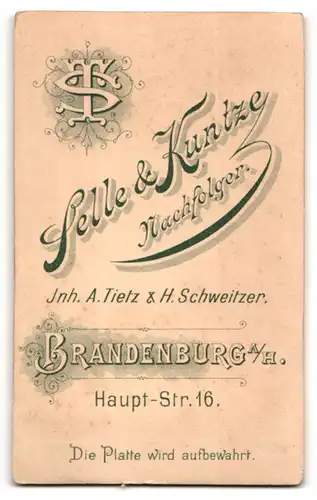 Fotografie Selle & Kuntze Nachfolger, Brandenburg a /H., Haupt-Strasse 16, Portrait junge Dame mit zurückgebundenem Haar