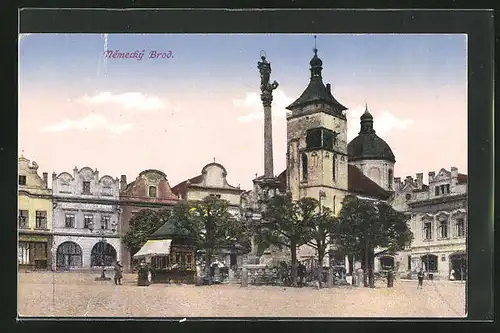 AK Nemecky Brod, Kirche und Mariensäule