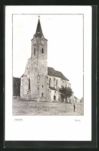 AK Pacov, Kostel, an der Kirche