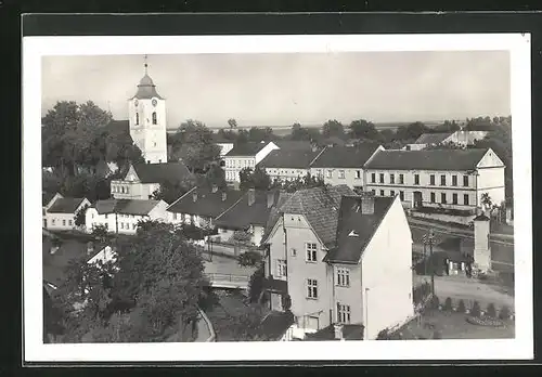 AK Velká Bystrice, u kostela, Teilansicht mit Kirche