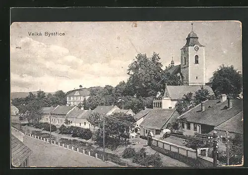 AK Veka Bystrice, Ortsansicht mit Kirche