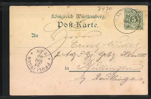 Lithographie Burgfelden, Böllat, Alte Kirche, Schalksburg