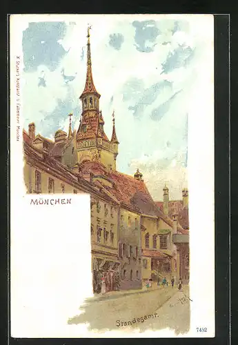 Lithographie München, Blick auf das Standesamt