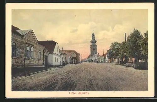 AK Golc. Jenikov, Abendstimmung in der Hauptstrasse