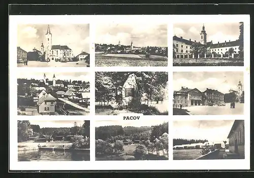 AK Pacov, Kloster, Marktplatz, Kirche & Freibad