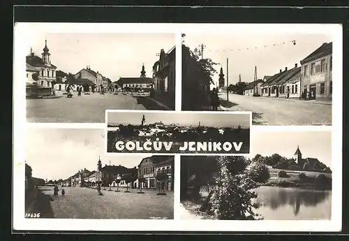 AK Golcuv Jenikov, Strassenansicht, Stadtplatz mit Ladengeschäften