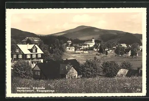 AK Harrachsdorf /Riesengebirge, Teilansicht mit Kirche