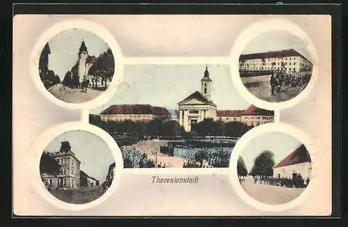 AK Theresienstadt / Terezin, Mehrfachansicht mit Kaserne