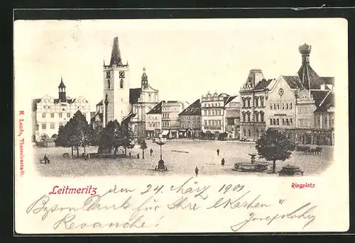 AK Leitmeritz / Litomerice, Blick auf den Ringplatz