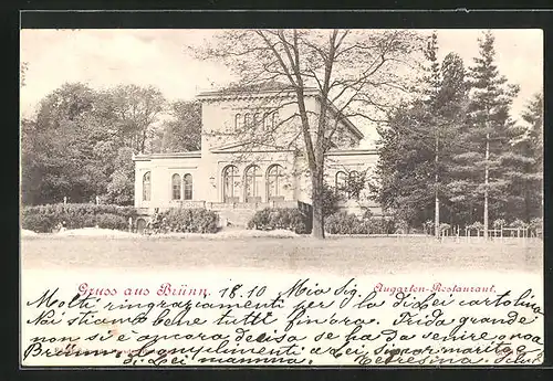 AK Brünn / Brno, Augarten-Restaurant