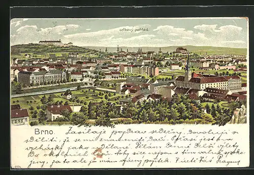 Lithographie Brünn / Brno, Celkovy pohled, Stadtpanorama