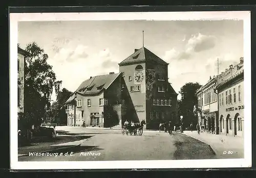 AK Wieselburg a. d. E., Strasse am Rathaus mit Pferdekutsche