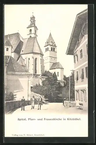 AK Kitzbühel, Spital, Pfarr - und Frauenkirche