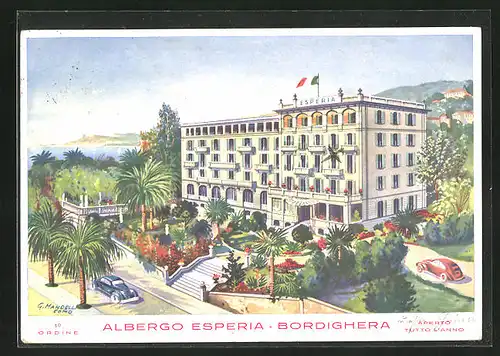 Künstler-AK Bordighera, Albergo Esperia